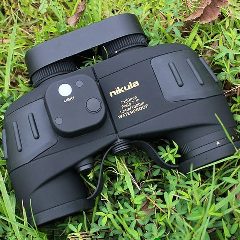 Waterproof Binoculars Nikula 7x50 Telescope Military Powerful Rangefinder Long Range With Digital Compass Night Vision Hunting