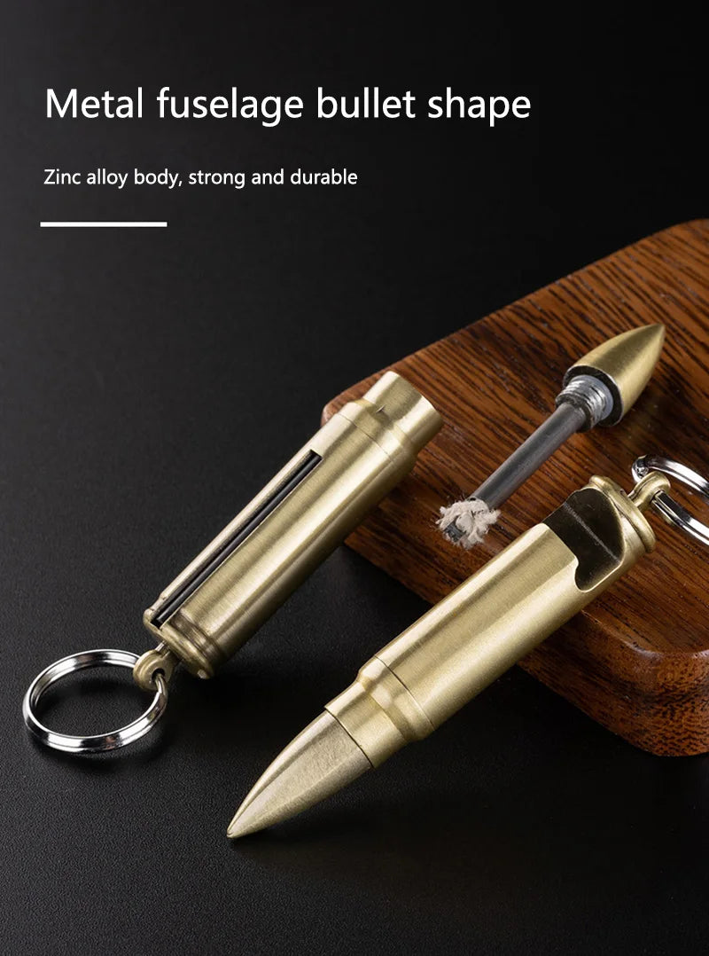 Metal Keychain Match Lighter, Portable Retro Waterproof Lighter, Emergency Survival Equipment Lighter Barbecue Camping Gifts