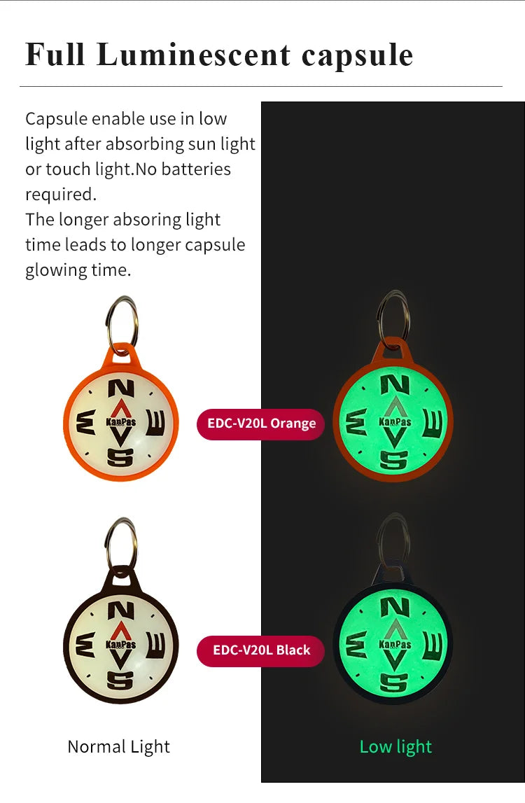 KanPas EDC Micro Floating Compass Ball /Luminous Compass Ball for outdoor&bike/ Waterproof, Lightweight Compss Ball/EDC-V20L