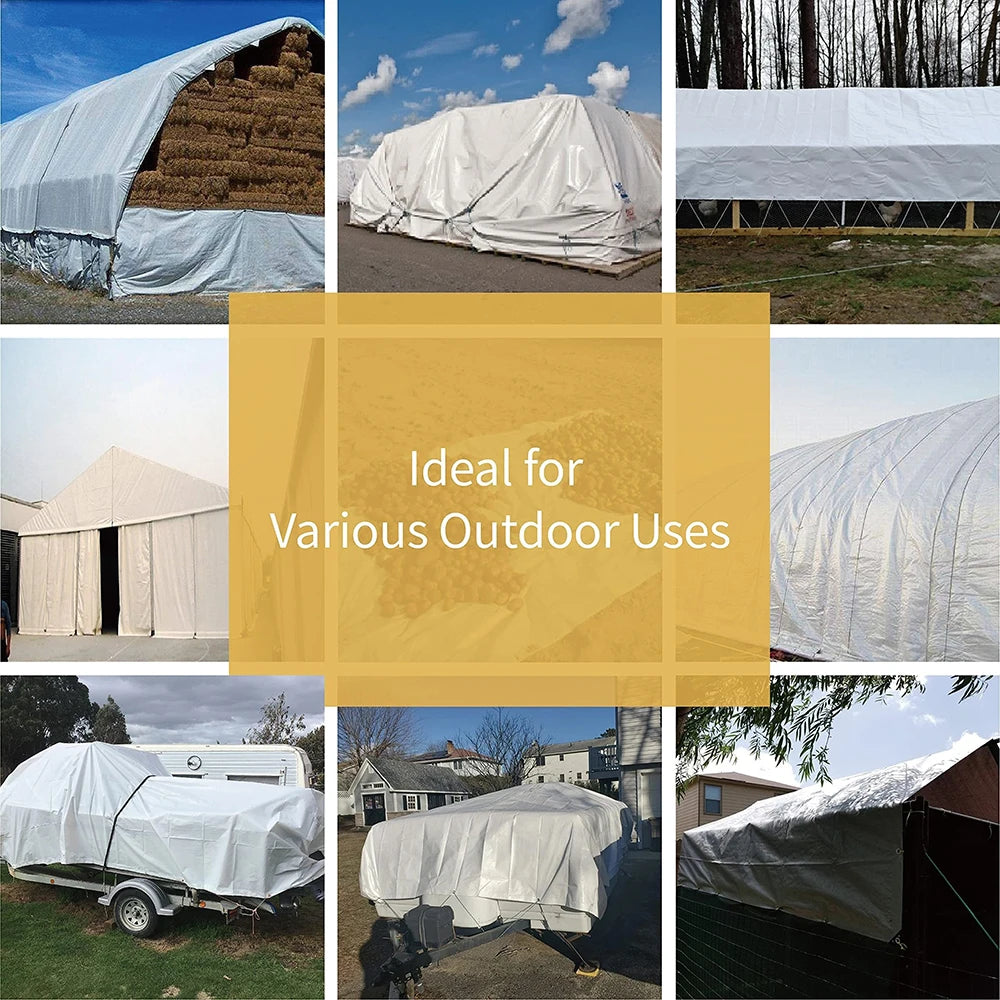 White Custom Large Tarp 3x5 6 8m*8 10 12 3 4x4 5m Outdoor Sun Shade Awning Waterproof Tarpaulin Uv Blocking Tent Camp Rain Cover
