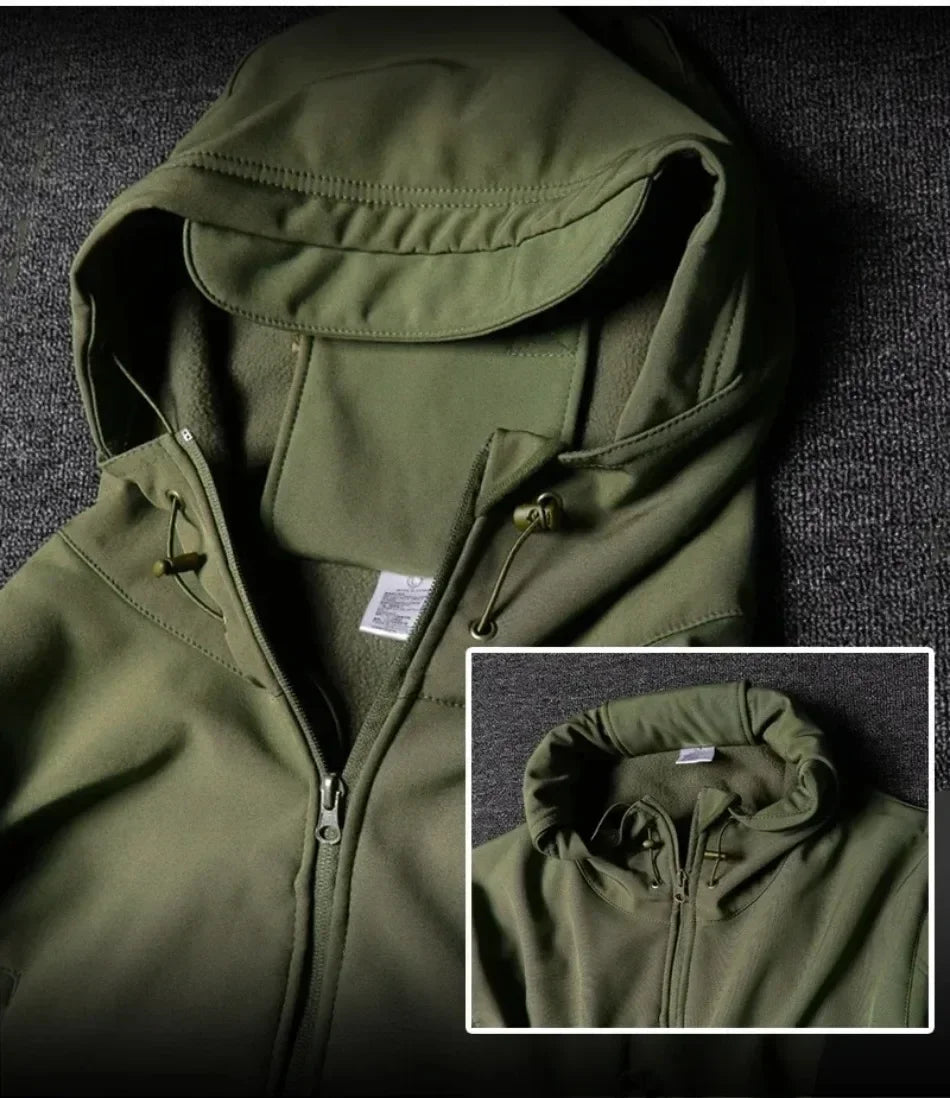 Tactical Waterproof Men Camo Set Soft Shell Fleece Winter Combat Suit Windbreak Warm Multi Pocket Outdoors Training Uniform