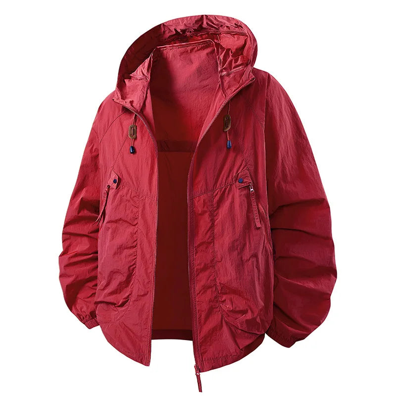 Men's Fishing Hooded Jacket Hiking Mountain Sport Waterproof Lightweight Windbreaker Rain Shell 2025 Camping Sun-proof Raincoat