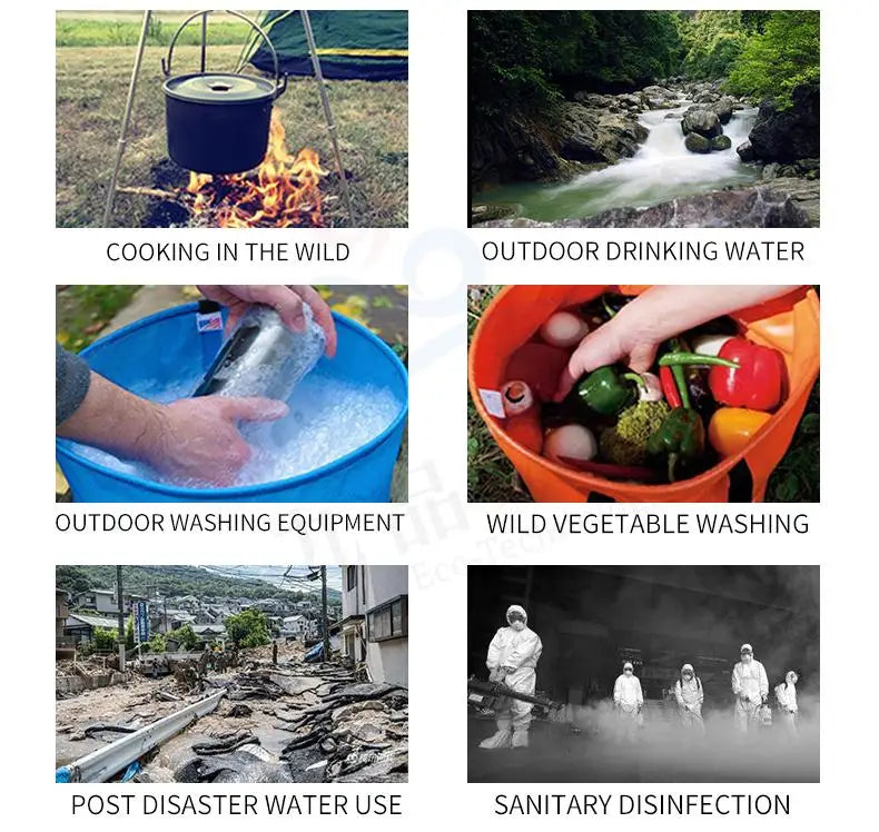 2 Bottles of Outdoor Water Purification Tablets, 100 Tablets Per Bottle, for Cleaning and Purifying Dirty Water From Sewage