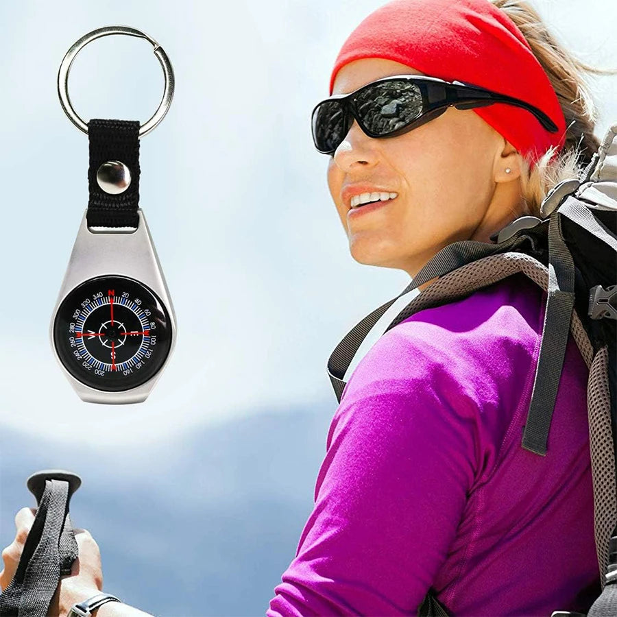 Military Grade Zinc Alloy Compass - Waterproof & Shockproof Keychain for Outdoor Navigation, Hiking, Camping & Driving