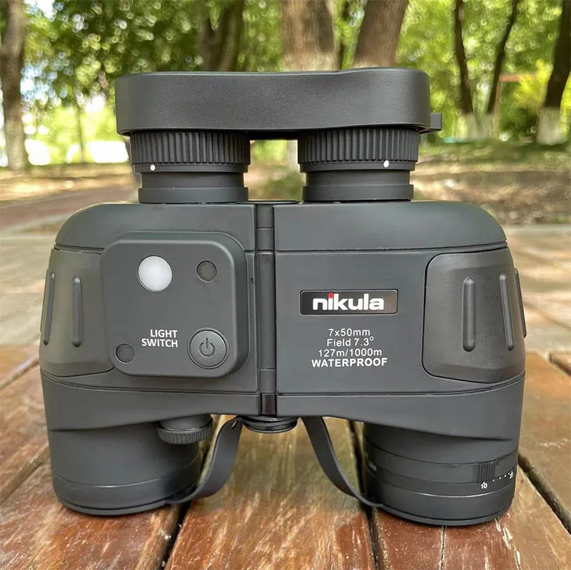Waterproof Binoculars Nikula 7x50 Telescope Military Powerful Rangefinder Long Range With Digital Compass Night Vision Hunting