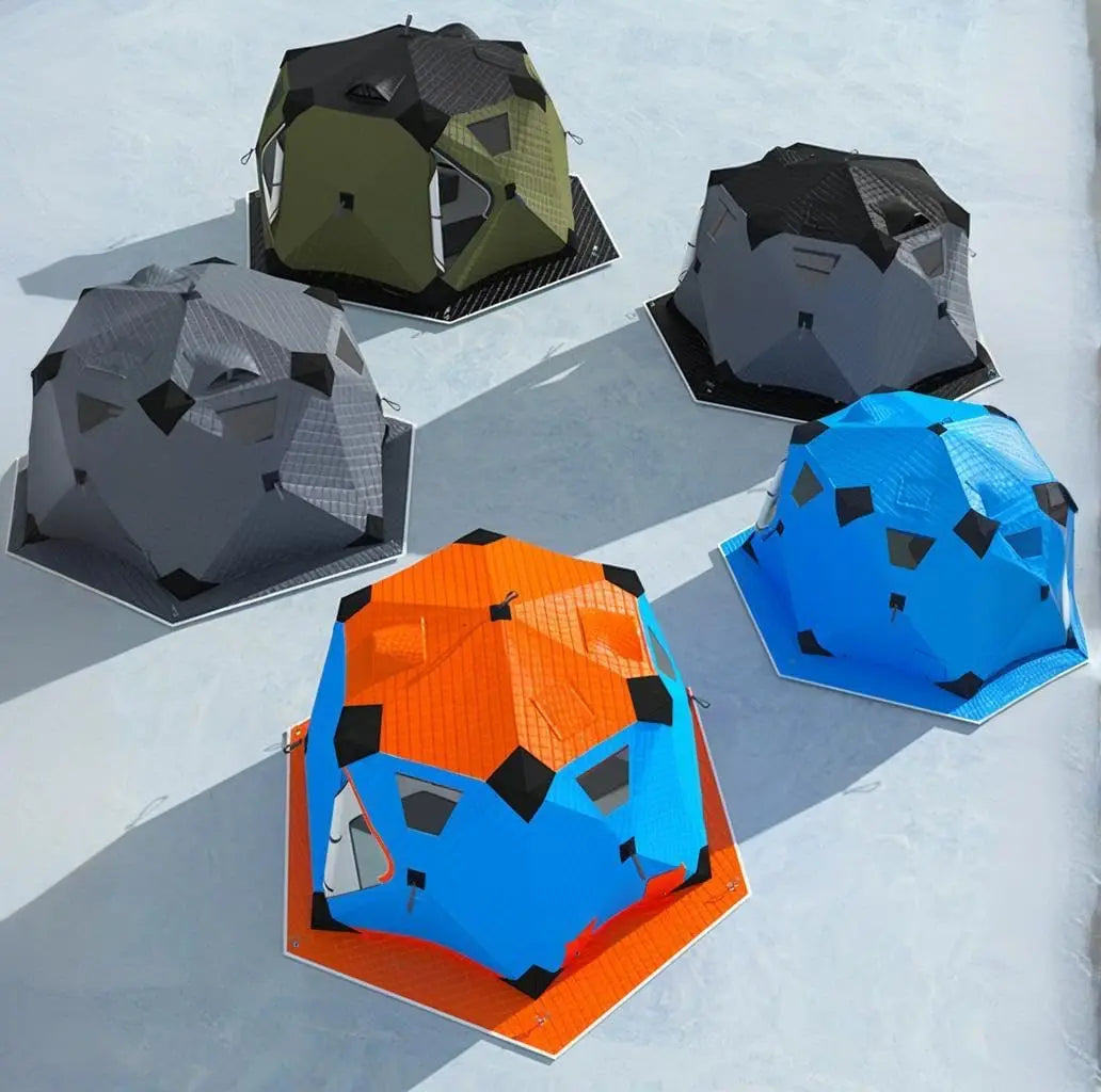 Insulated Ice Fishing Tent with Stove Jack & Floor,Winter Portable Pop-Up Shelter for 6-7 Person