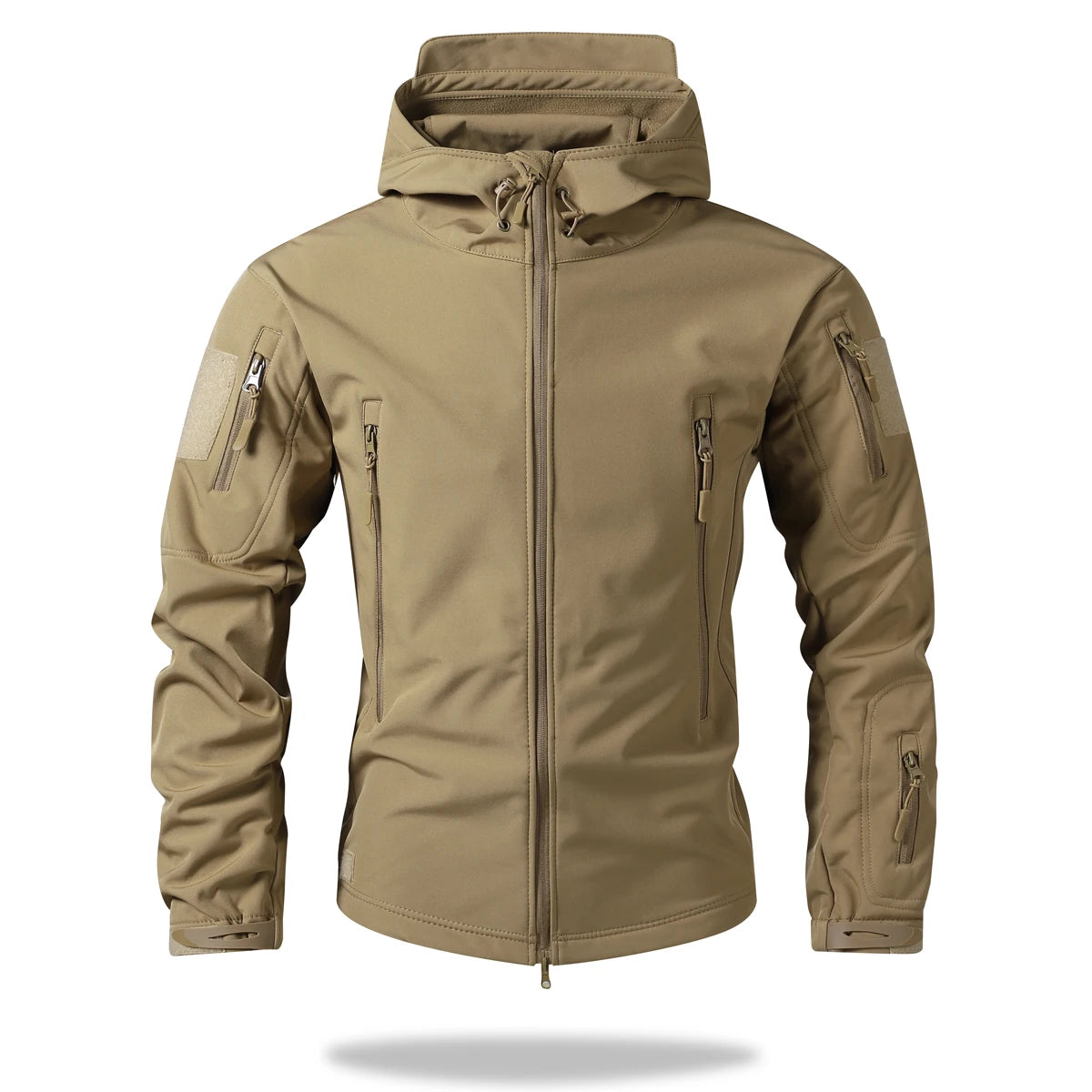Waterproof Jacket Men Outdoor Softshell Hiking Jacket Hunting Coat Multi-Pockets Military Hooded Fleece Lined Rain Resistent