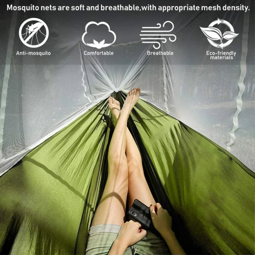 Camping Hammock Fully Automatic Quick Opening Mosquito Net Outdoor Camping Tent High Strength Parachute Fabric Hanging Bed Net
