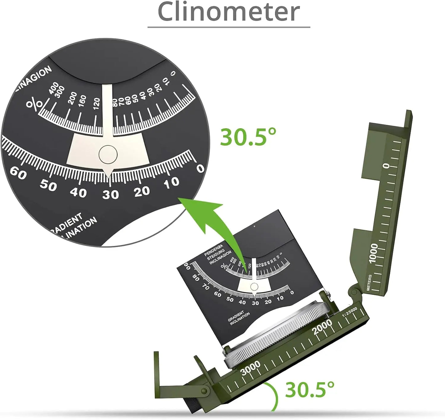 Outdoor Survival Compass High Precision Professional Metal Sight Compass Luminous for Outdoor Hiking Climbing Exploring Geology