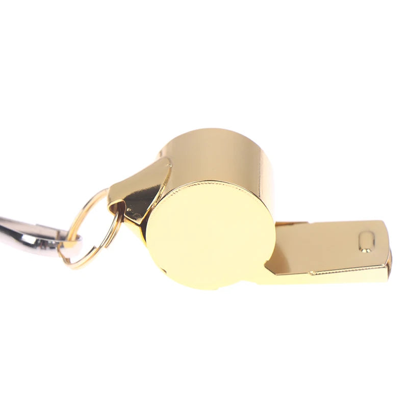Gold Stainless Steel Rope Whistle Hanging Neck Outdoor Lifesaving Whistle