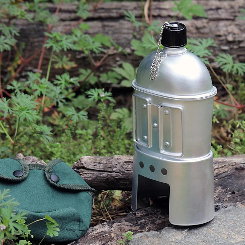One Set, Aluminum Kettle Cup And Storage Bag, Portable Outdoor Sports Camping Hiking Water Bottle, Outdoor Supplies