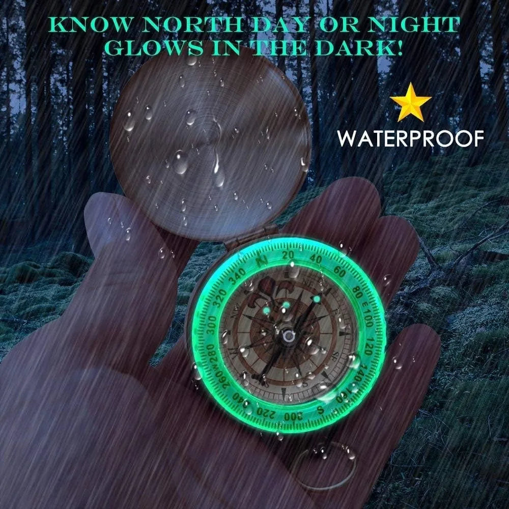 MuqiNush Classic Pocket Compass Clamshell Glow in The Dark Military Waterproof Luminous Hiking Camping Climbing Survival Gear