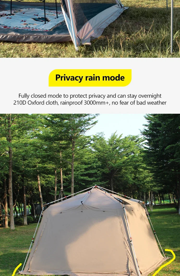 Outdoor Camping Tent with Chimney Large Family 5-9 Person Waterproof Sun Protection with Aluminum Poles Beach Hiking Fishing