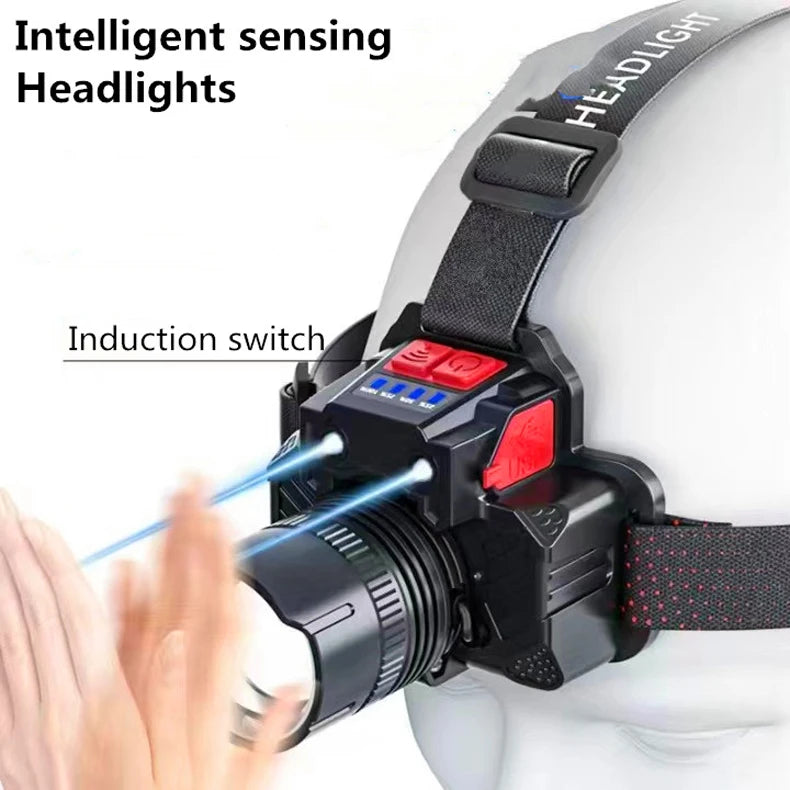Powerful Rechargeable Headlights Led Headlights Induction Flashlight Camping Lights Super Bright Flash Fishing Hunting