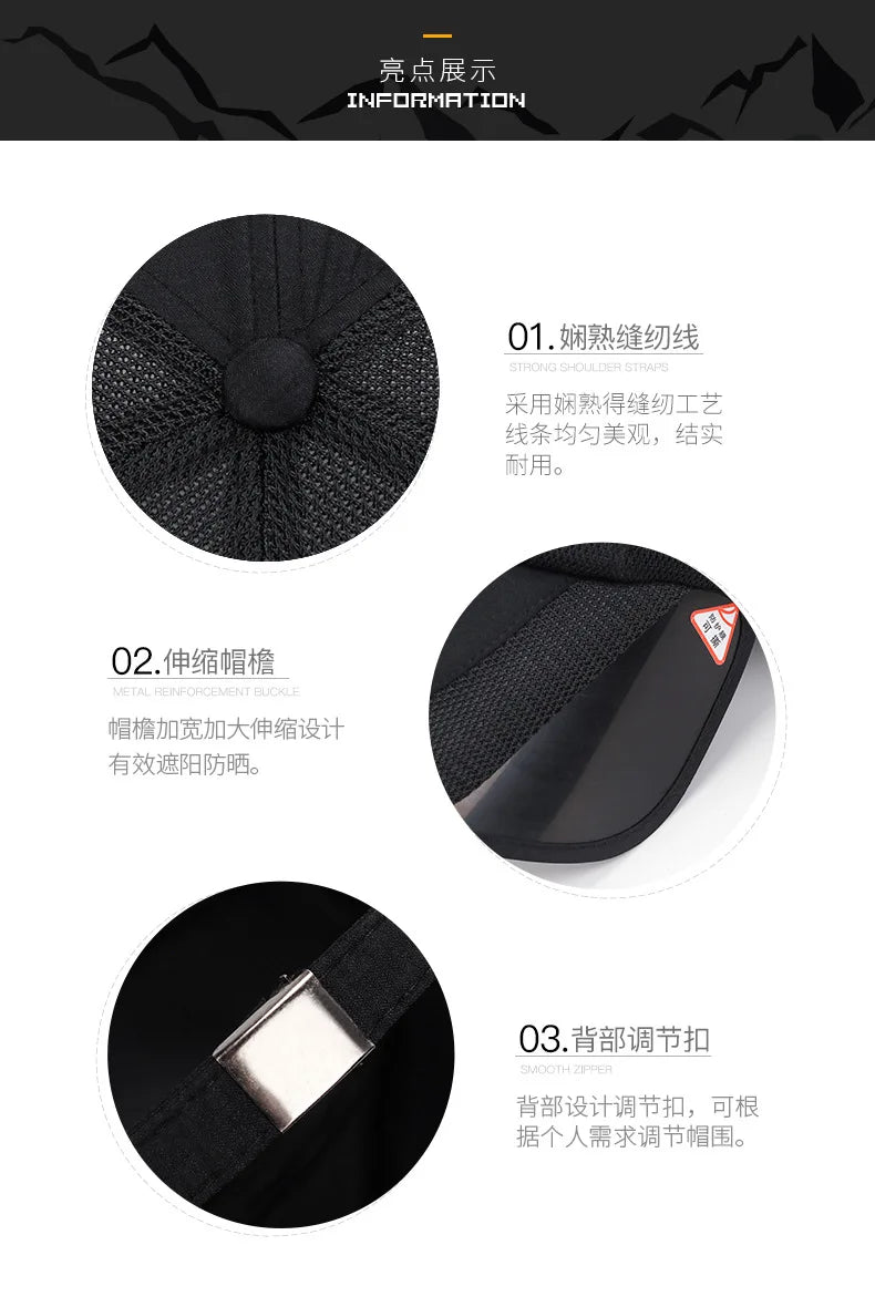 Sunvisor Adjustable Sunvisor Hats Fishing Cap Summer Outdoor Sports Travel Quick-drying Breathable Mesh Baseball Hat