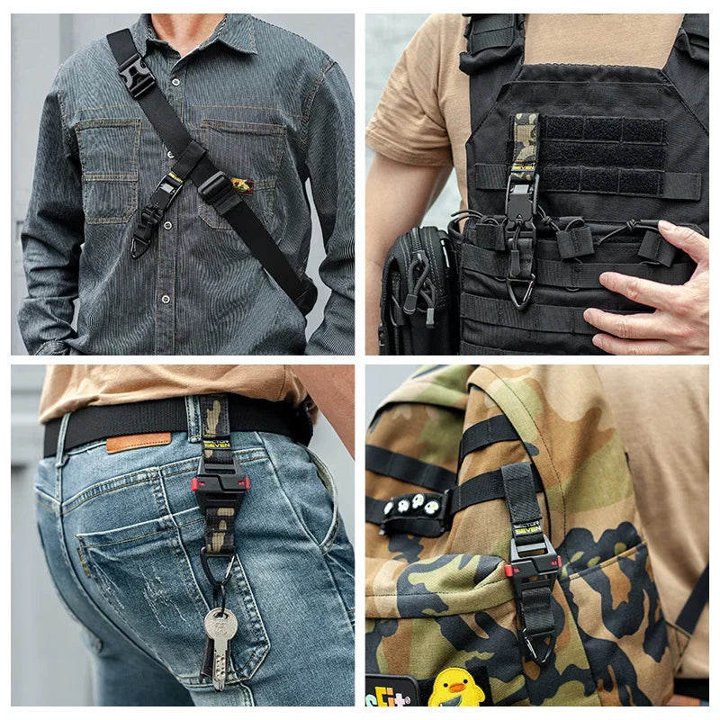 Tactical Multipurpose Triangle Quick Detachment Buckle Belt Quick Hanging Single Hook Survival Keychain EDC Quick Release Buckle