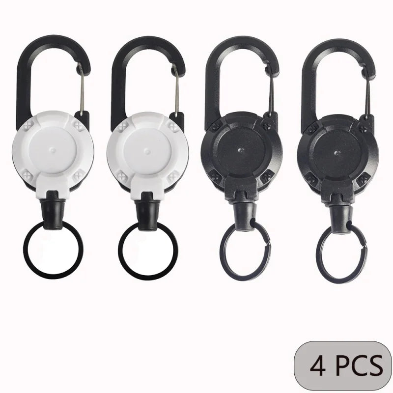 2/4/8pcs Outdoor Retractable Keychain Heavy Duty Carabiner Badge Holder Retractable ID Badge Clip Reel Key Chain for Fishing