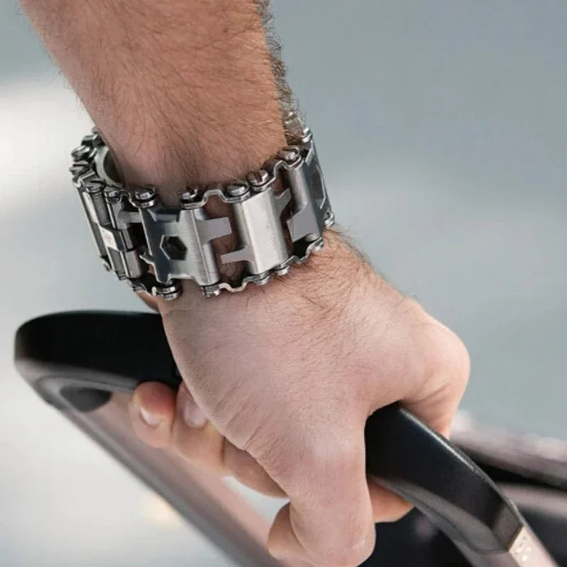 Outdoor Multi functional Tool Bracelet Pedal Stainless Steel Bolt Driver Wearable Bicycle Multi functional Outdoor Tool