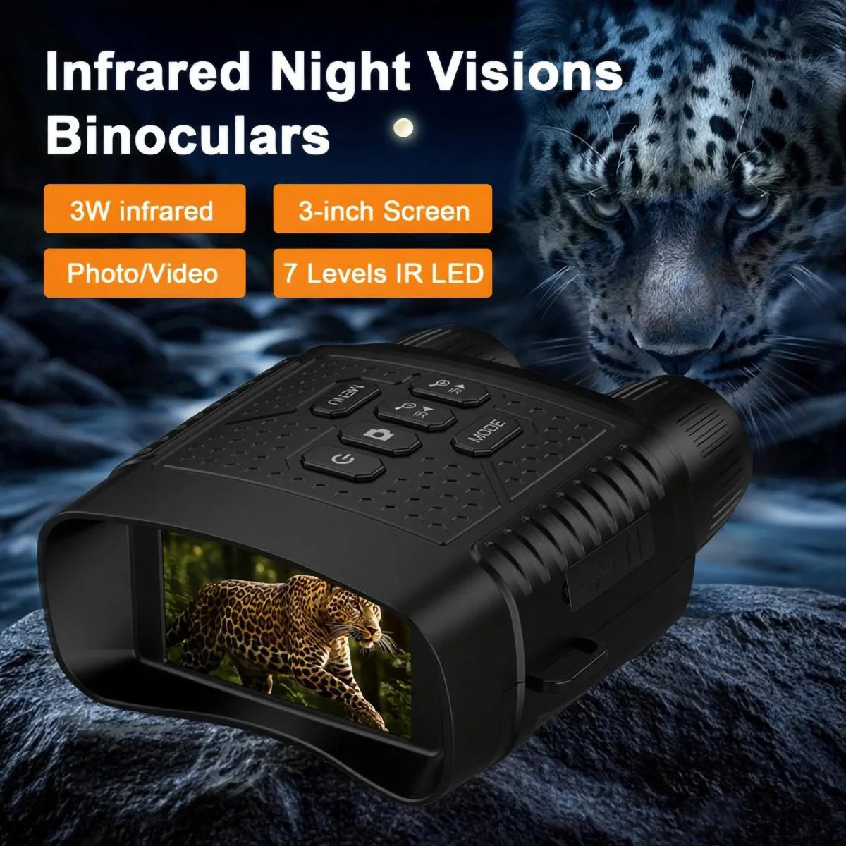 3'' Screen 2.5K Night Vision Binoculars 6X Digital Zoom With Tactical Light 2000mAh Infrared Night Vision Goggles for Camping