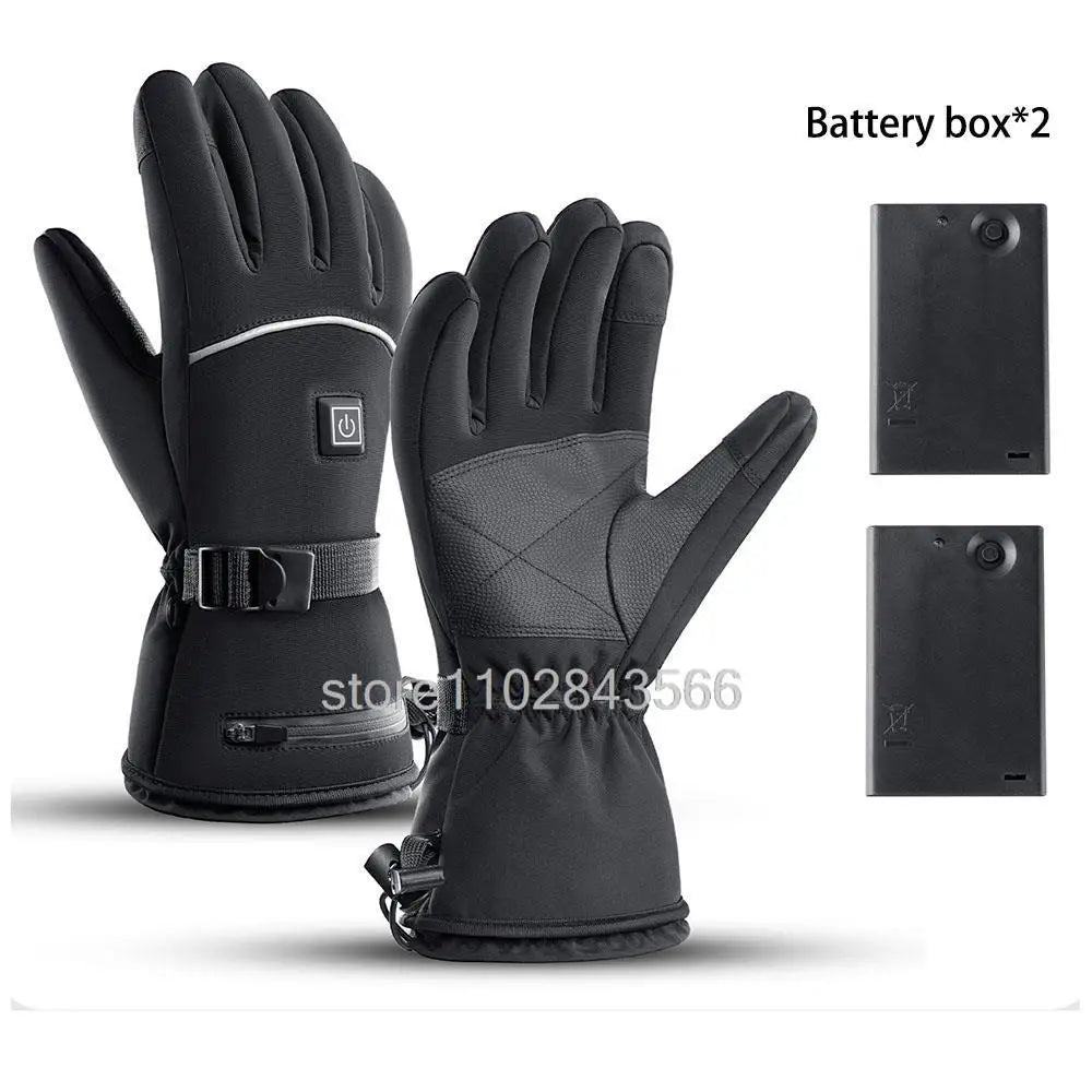 Winter Heated Gloves With Battery Box Heating Hand Warmer Thermal Gloves Waterproof Snowboard Cycling Motorcycle Bicycle Ski