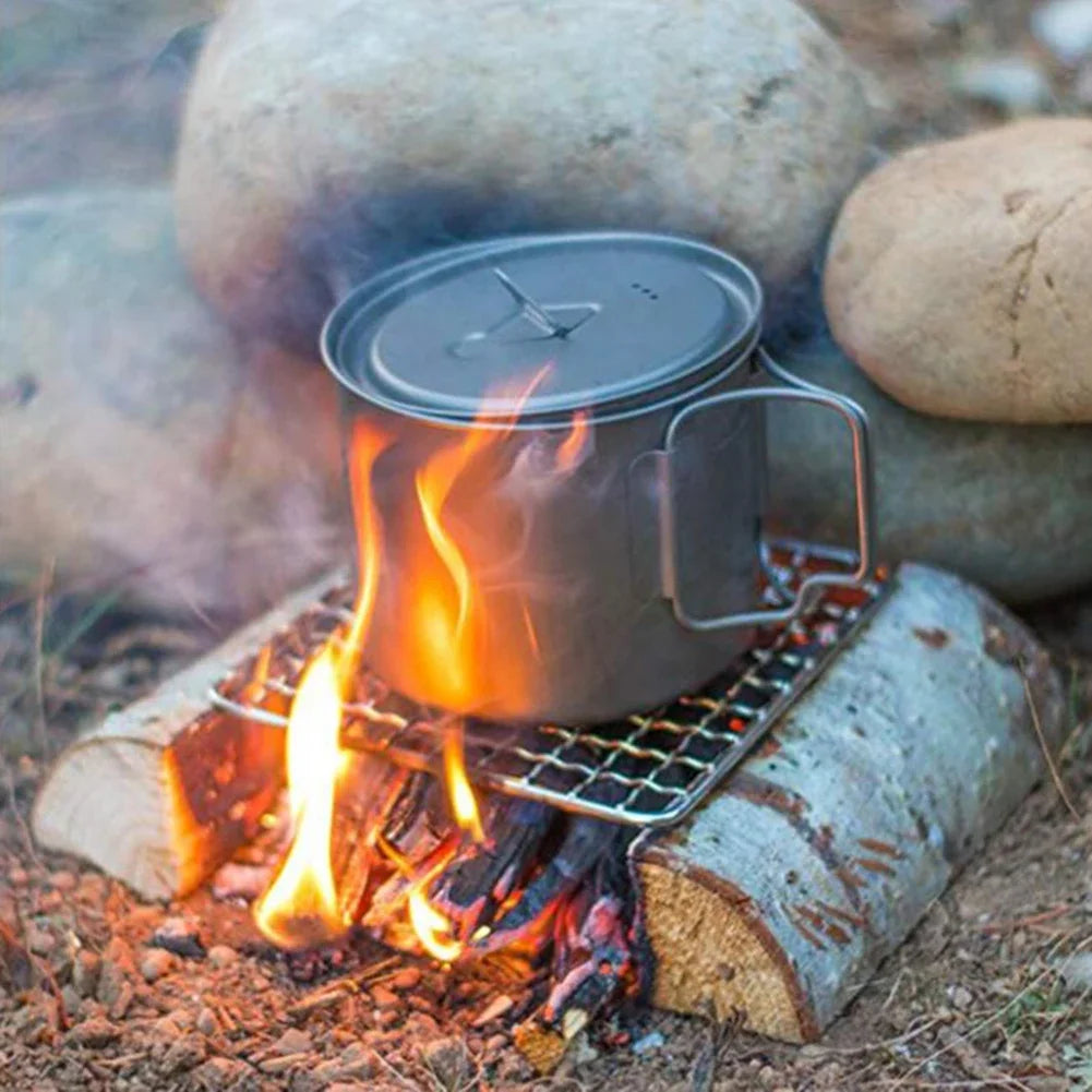 Stainless Steel Camping Grill Grate Mesh Pads Grilling Net Fire Cooking Outdoor Activities Traveling Picnic BBQ Camping Pot Tool