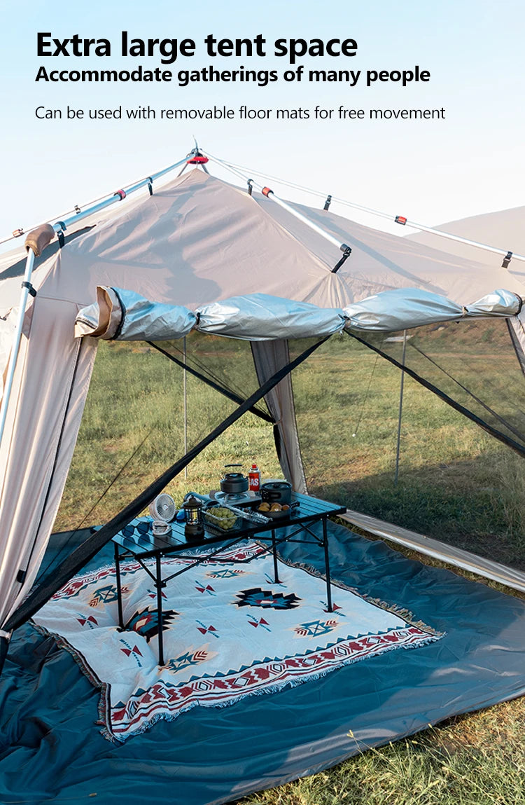 Outdoor Camping Tent with Chimney Large Family 5-9 Person Waterproof Sun Protection with Aluminum Poles Beach Hiking Fishing