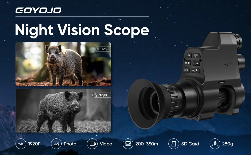 1920x1080 OLED Night Vision Scope for Hunting HD Photos Videos Clip on Night Vision Monocular Day Night Observation up to 300M