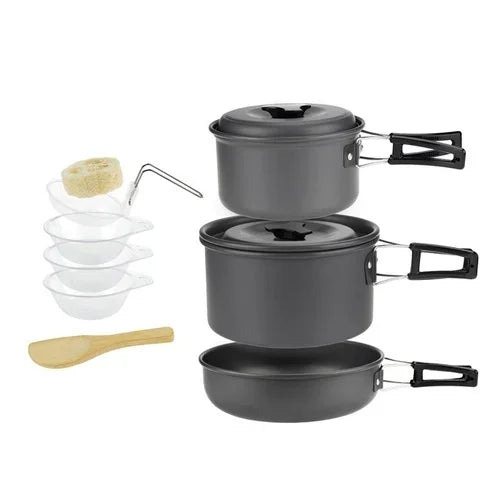 Camping Cookware Set for 1-7 Persons, Lightweight and Portable Pot and Pan with Carrying Bag, Perfect for Outdoor Camping