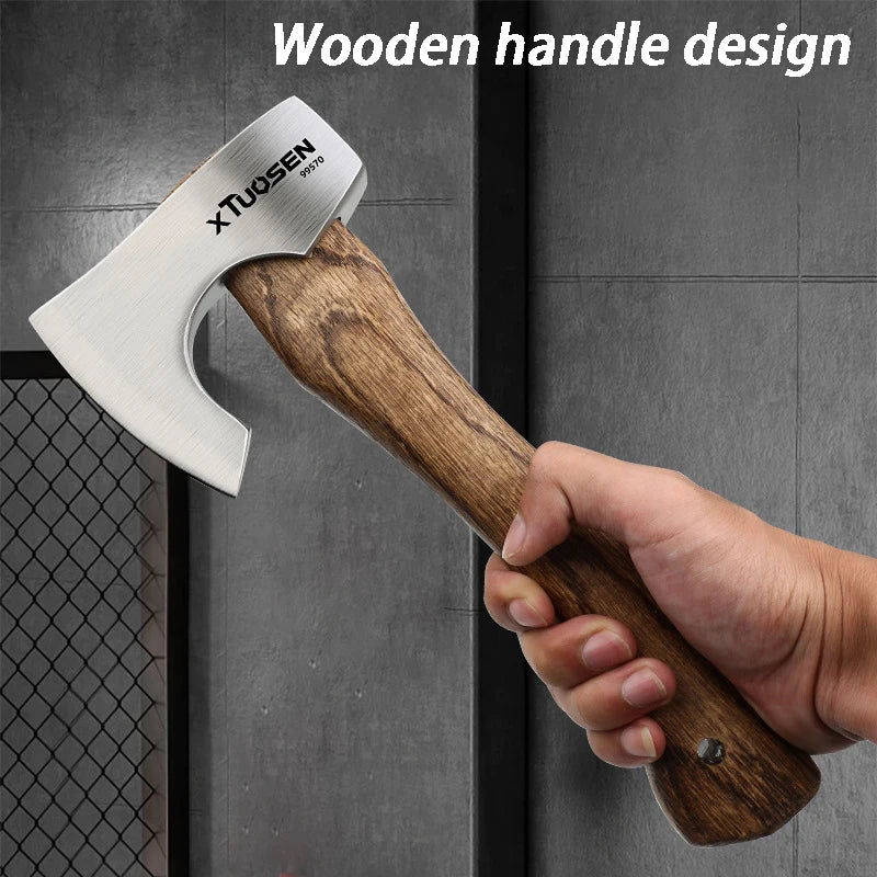 Camping Survival Axe Outdoor Tactical Self Defense Axes Multifunctional Fire Cutting Firewood Axe Wooden Handled Hand Axes