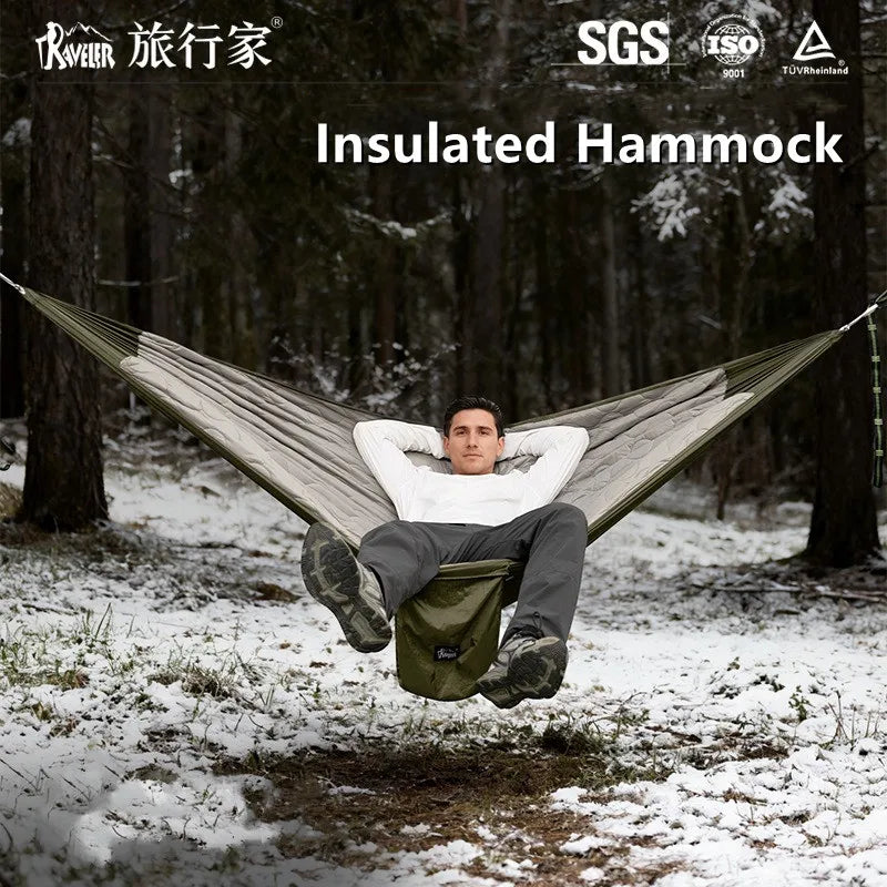 Outdoor Hammock with Sleeping Bag, Warm Comfortable Anti-Roll Design, Heavy Duty Windproof Cold Proof Camping Bed