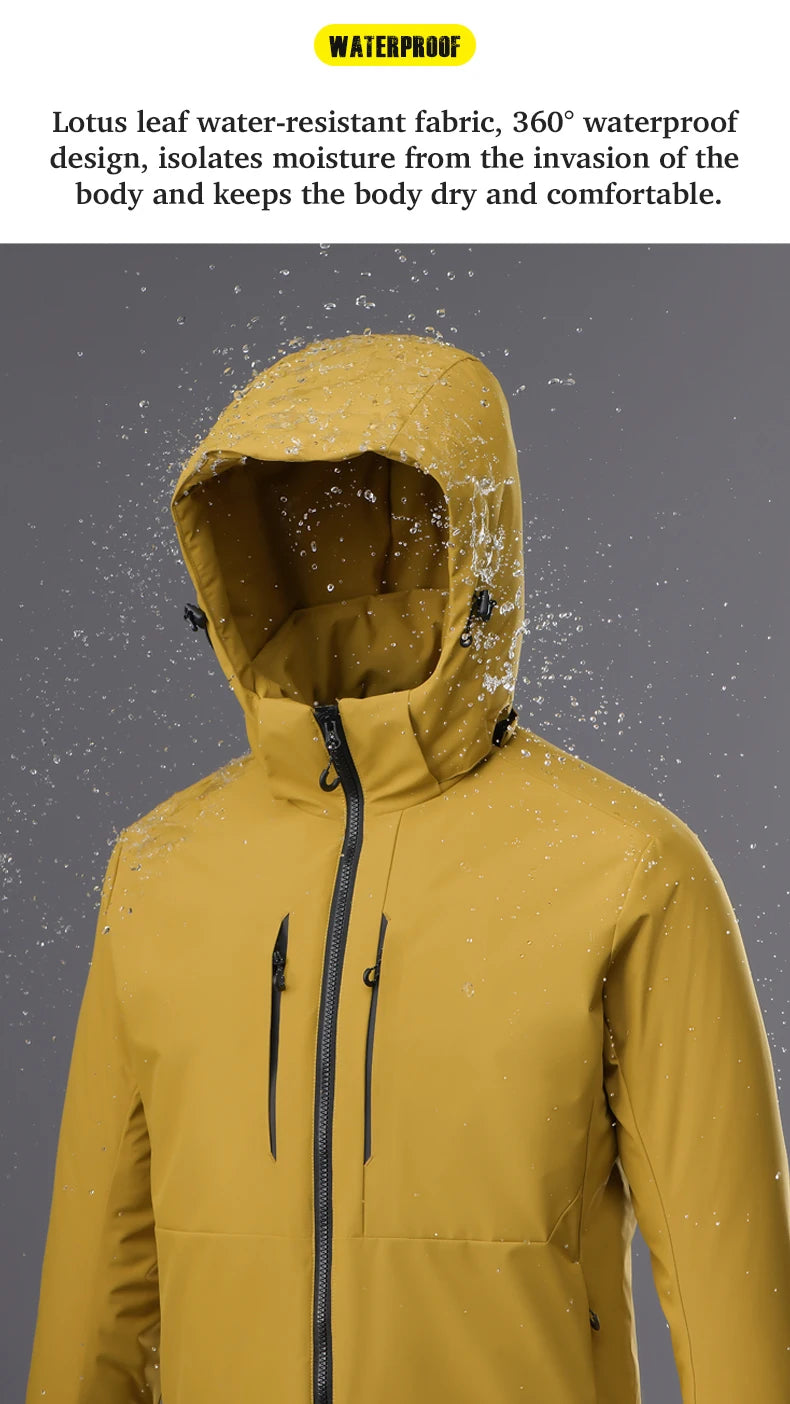 EUMERGX Men's Women's Winter Coat Waterproof Windproof Warm Fleece Jacket Unisex Hiking Camping Skiing Climbing Windbreaker