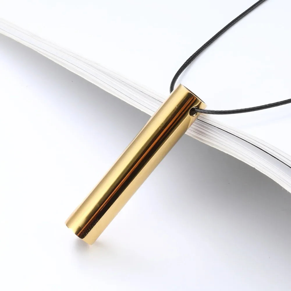 528 Hz Mindfulness Adjustable Breath Pendant Necklace Stainless Steel Meditation Stress Relief Frequency Blowing Whistle Jewelry