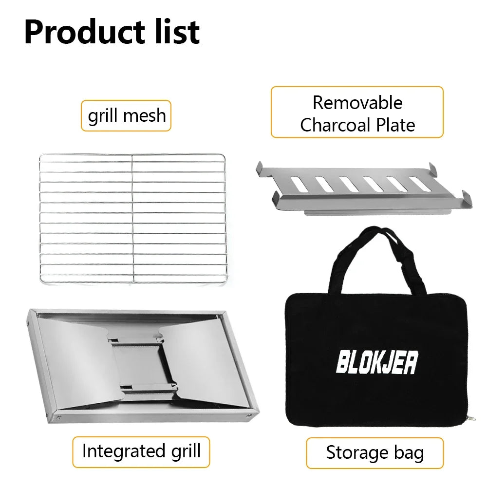 304 Stainless Steel Barbecue Grill Portable Outdoor Stove IGT Table Stove Folding Firewood Stove Barbecue Camping Stove