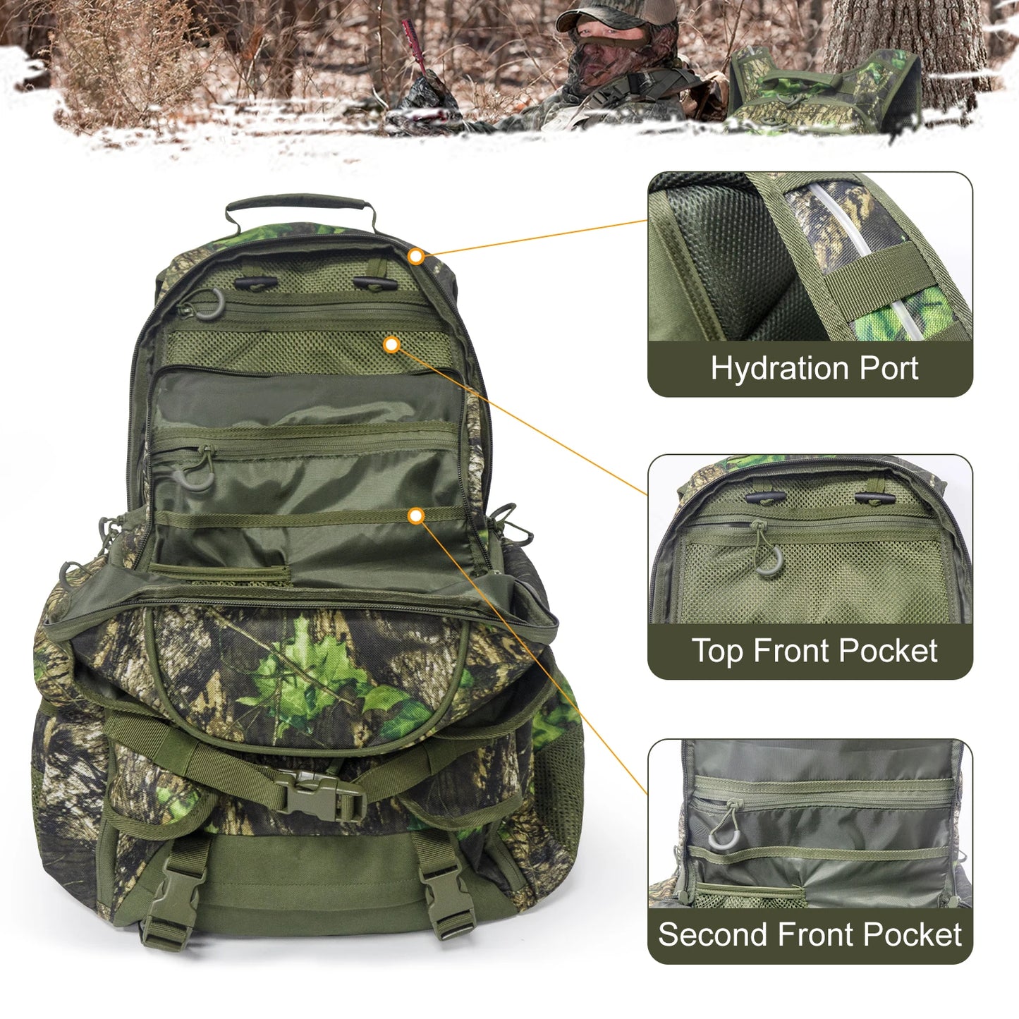 WESTTUNE Man Strategic Tactical Backpack Outdoor Waterproof Camping Hunting Sport Bag Hunting Backpack for Rifle Bow Gun
