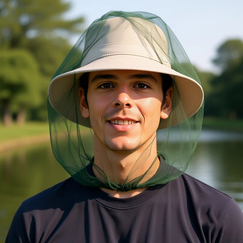 Fishing Anti Mosquito Insect Hat Fishing Hat Bug Mesh Head Net Face Protector Camping Sunshade Hats Outdoor Travel Camping