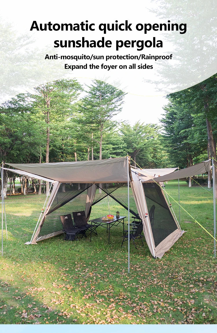 Outdoor Camping Tent with Chimney Large Family 5-9 Person Waterproof Sun Protection with Aluminum Poles Beach Hiking Fishing