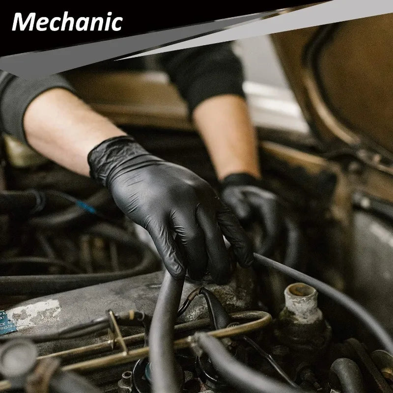 10/20/50/100pcs Disposable PVC Black Nitrile Gloves,Waterproof Latex Free,For Car Repair Food Safe Hair Dyeing Work Gloves