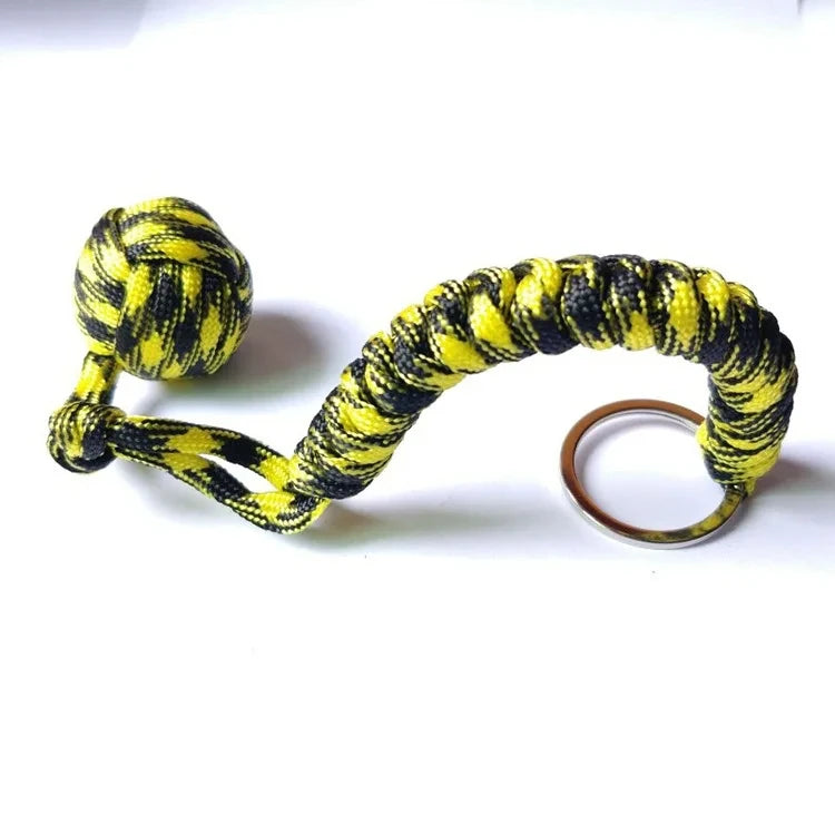 Outdoor Self-Defense Umbrella Rope,Monkey Fist Steel Ball, Paracord Survival Key Chain, Outdoor Safety Protection Accessories