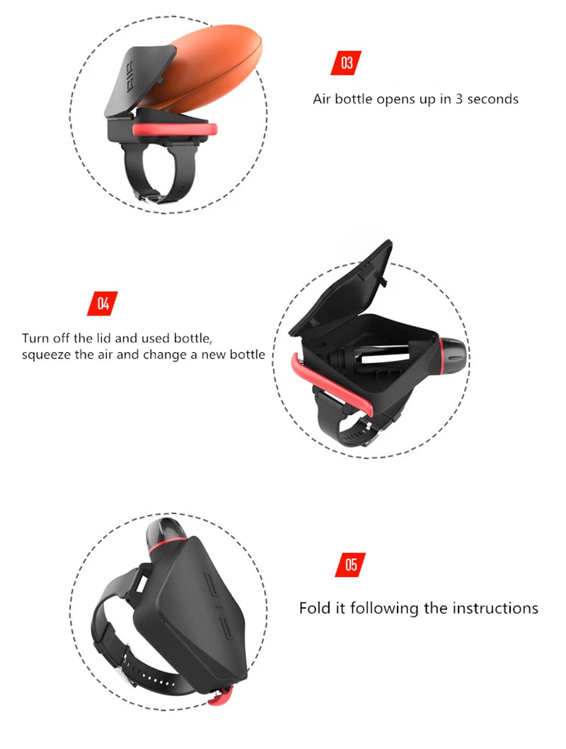 Anti-Drowning Bracelet TPU Lifesaving Wristband Swimming Diving Airbag Floating Kit Device Water Safety Bracelet