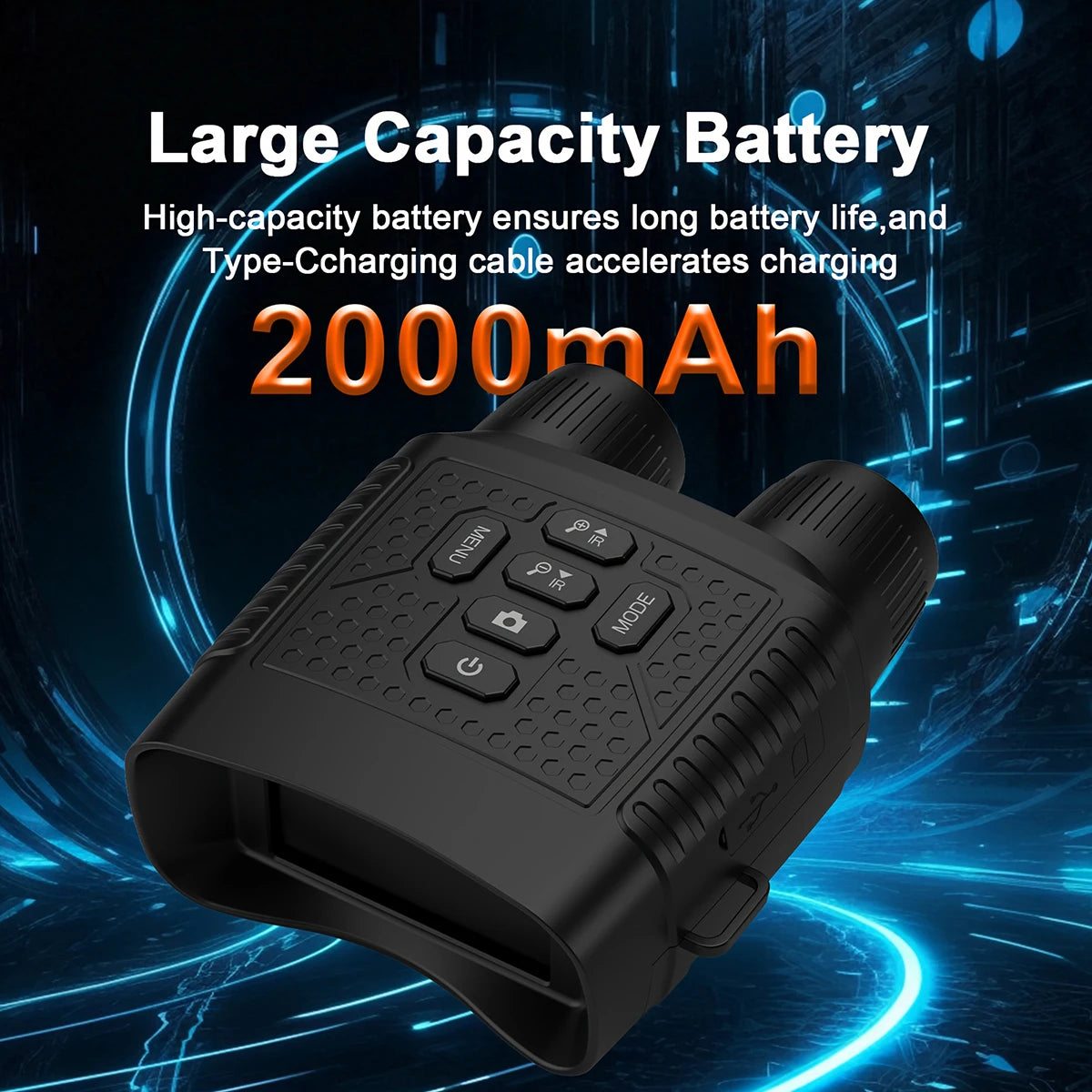 3'' Screen 2.5K Night Vision Binoculars 6X Digital Zoom With Tactical Light 2000mAh Infrared Night Vision Goggles for Camping