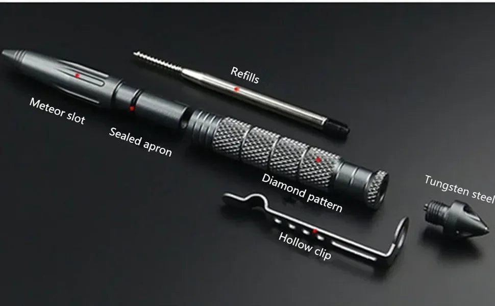Military Tactical Pen, Professional Self Defense Pen, Emergency Glass Breaker Pen - Tungsten Steel