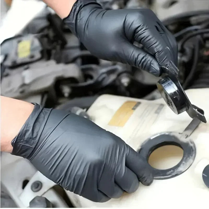 10/20/50/100pcs Disposable PVC Black Nitrile Gloves,Waterproof Latex Free,For Car Repair Food Safe Hair Dyeing Work Gloves