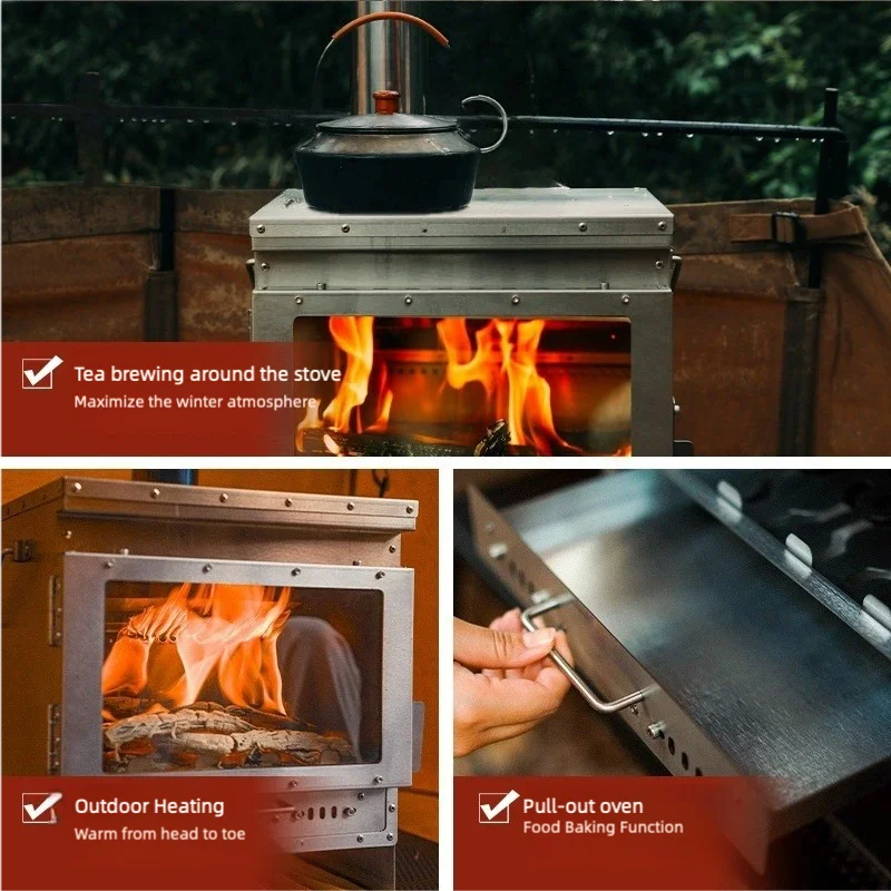 Stainless Steel Smokeless Fireplace Multifunctional Tent Firewood Stove Camping Firewood Stove Portable Heating Stove