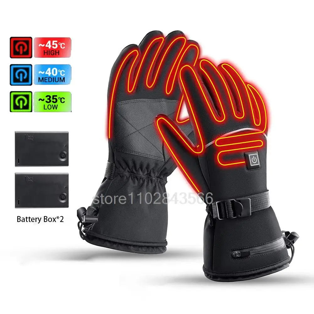 Winter Heated Gloves With Battery Box Heating Hand Warmer Thermal Gloves Waterproof Snowboard Cycling Motorcycle Bicycle Ski