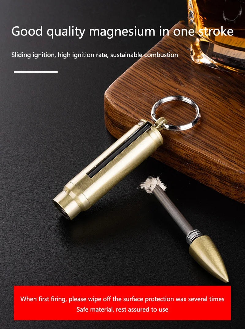 Metal Keychain Match Lighter, Portable Retro Waterproof Lighter, Emergency Survival Equipment Lighter Barbecue Camping Gifts
