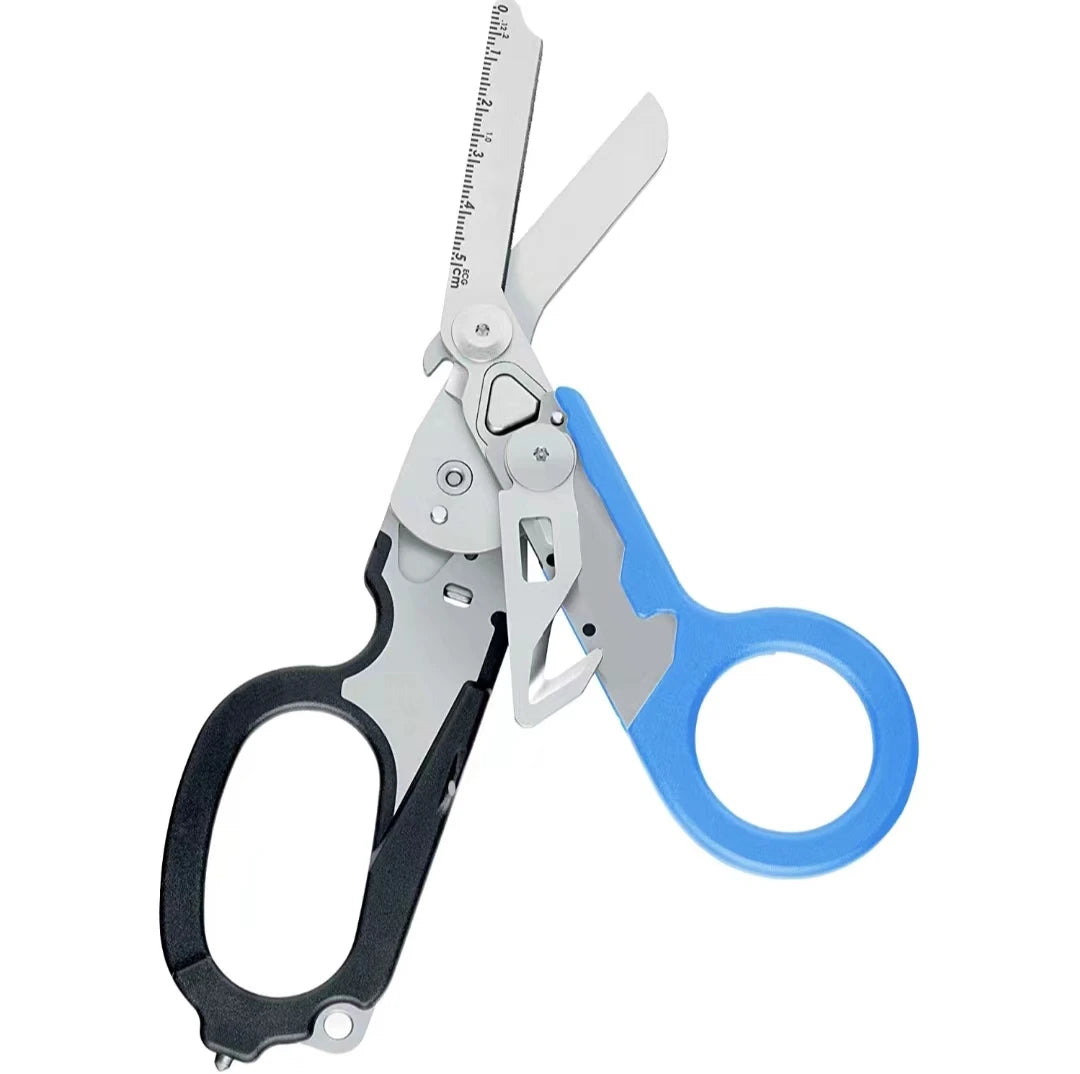 6 In1 Foldable Medical Emergency Response Scissor Shear First Aid Kit Scissors Tactical Plier Outdoor Survival EDC Tool Gear