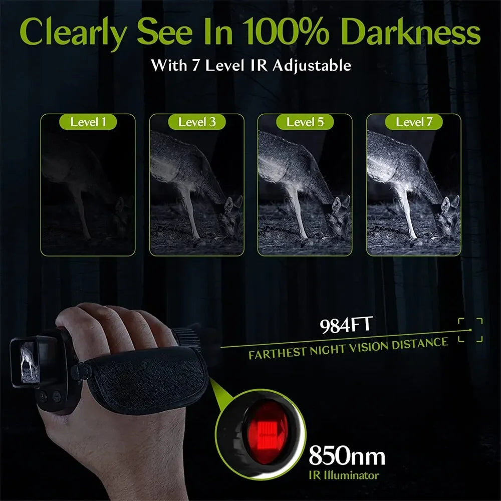Monocular Night Vision Device 1080P HD Infrared Camera 5X Digital Light Zoom Hunting Telescope Outdoor Search Full Darkness 300m