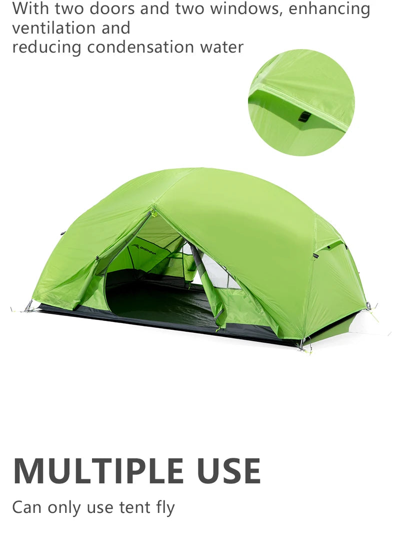 BISINNA 2 Person Ultralight Camping Tent 20D 380T Nylon Double Layer Waterproof Backpacking Tent for Hiking Travel with free mat