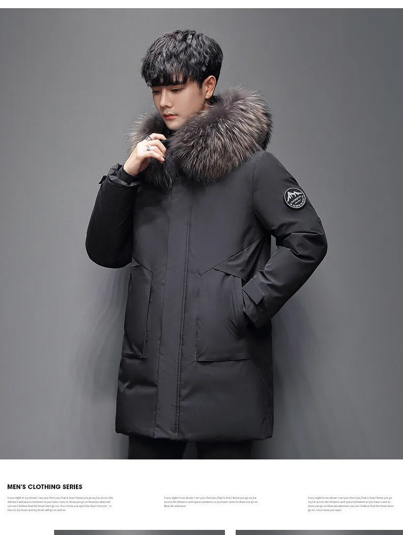 Outdoor Hiking Camping in Winter Windproof Warm Casual Fur Collar Feather Jacket Comfortable Versatile Warm Down Jacket