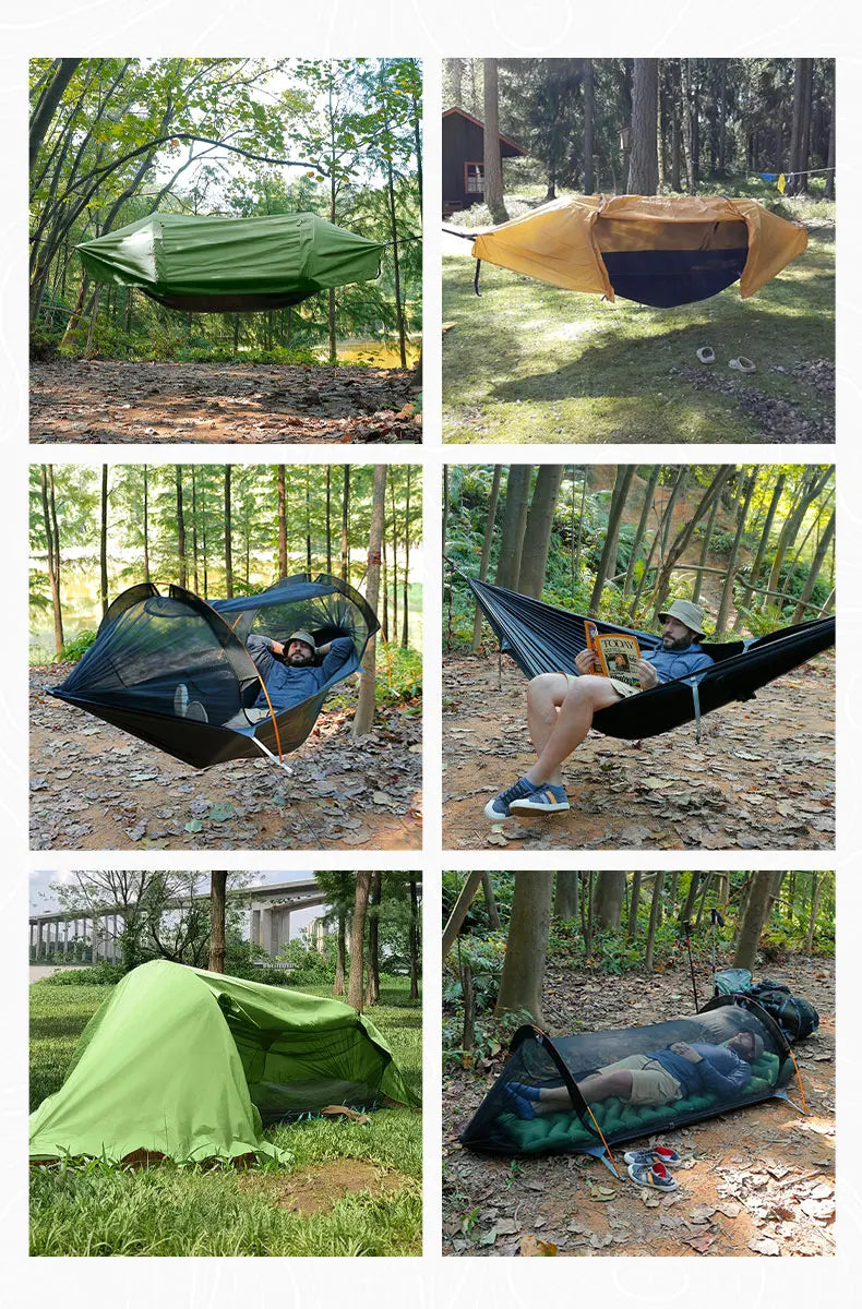 Camping Hammock Tent with Mosquito Net and RainFly，3 in 1 Waterproof Lightweight Sleeping Hammock , Travel Outdoor with Hiking